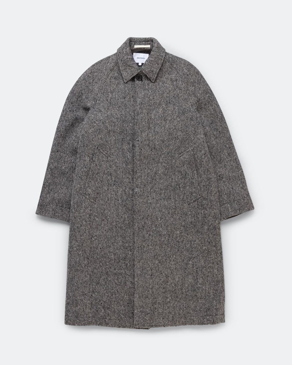 Norse Projects - Reilstad Donegal Wool Balmacaan Raglan Coat - Charcoal Melange - UP THERE