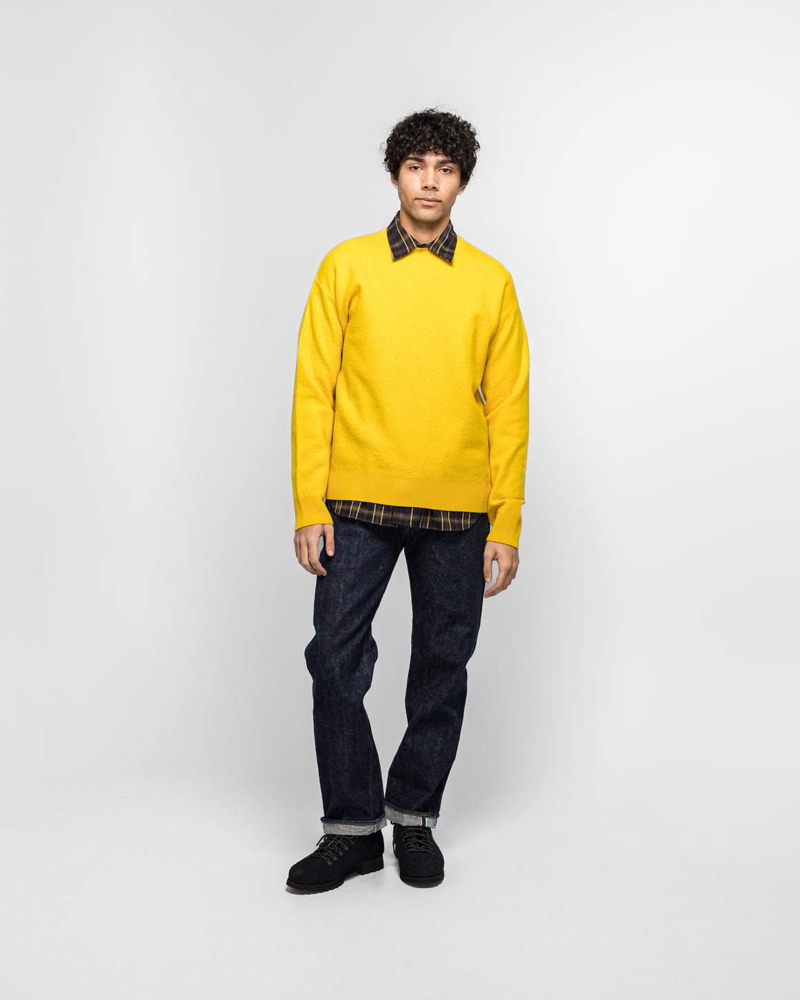 Norse Projects - Rom Boiled Wool Crewneck - Warm Yellow - UP THERE