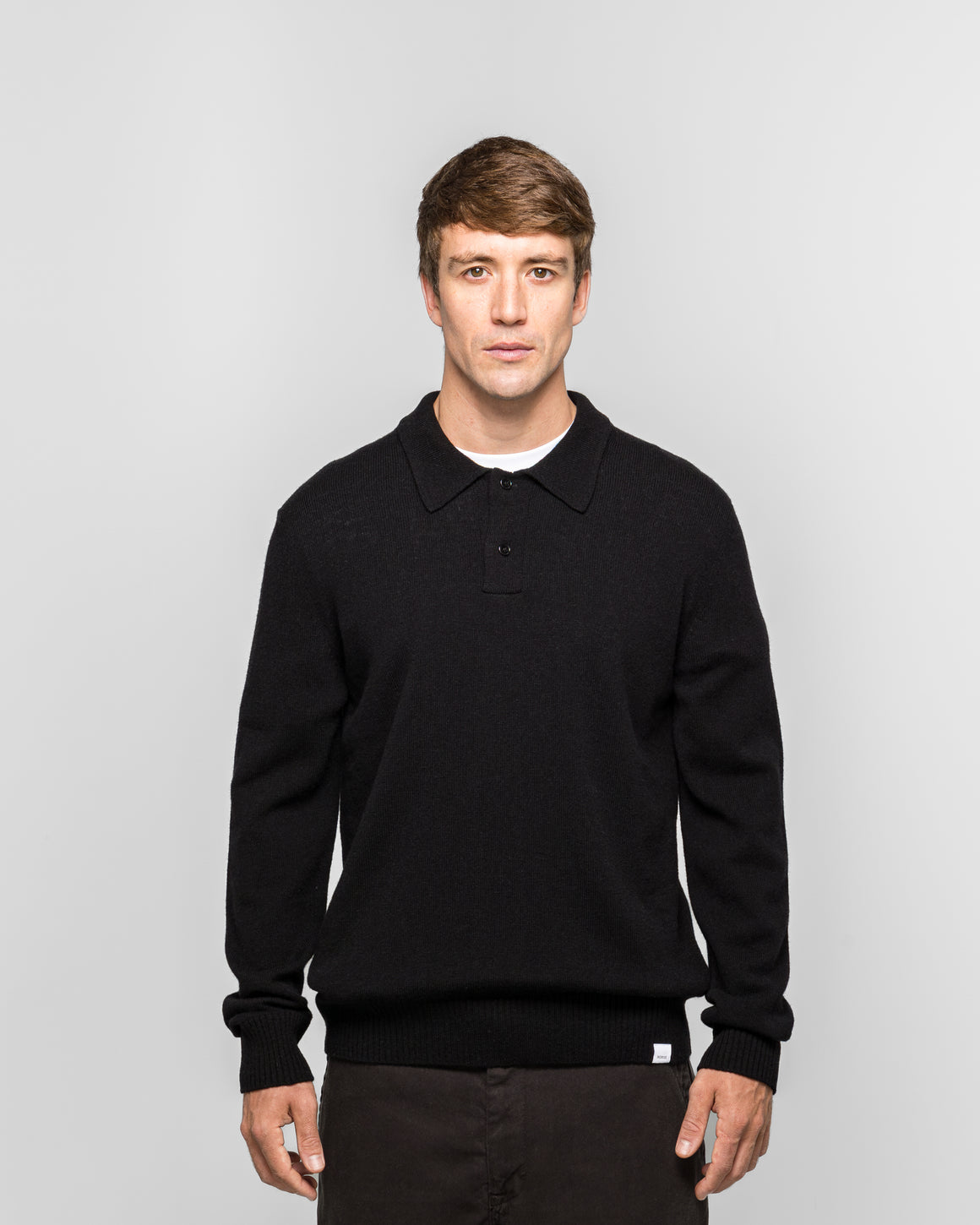 Norse Projects - Standard Merino Lambswool Polo - Black - UP THERE