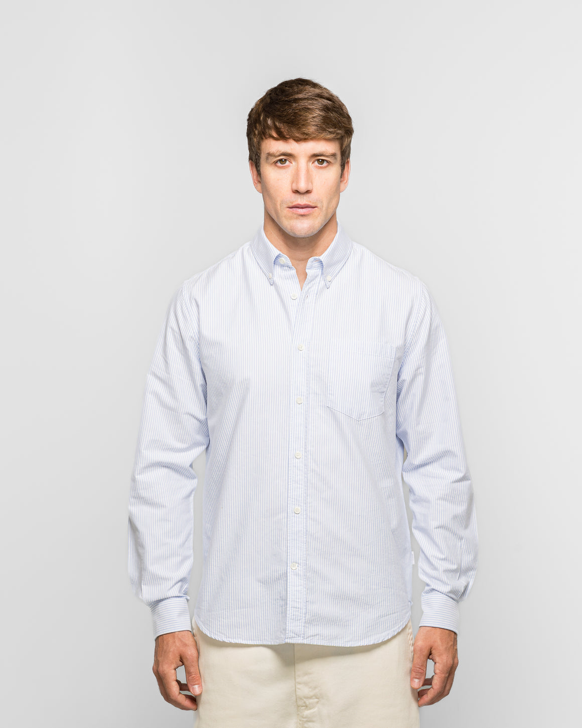 Norse Projects - Standard Oxford BD Shirt - Pale Blue Stripe - UP THERE