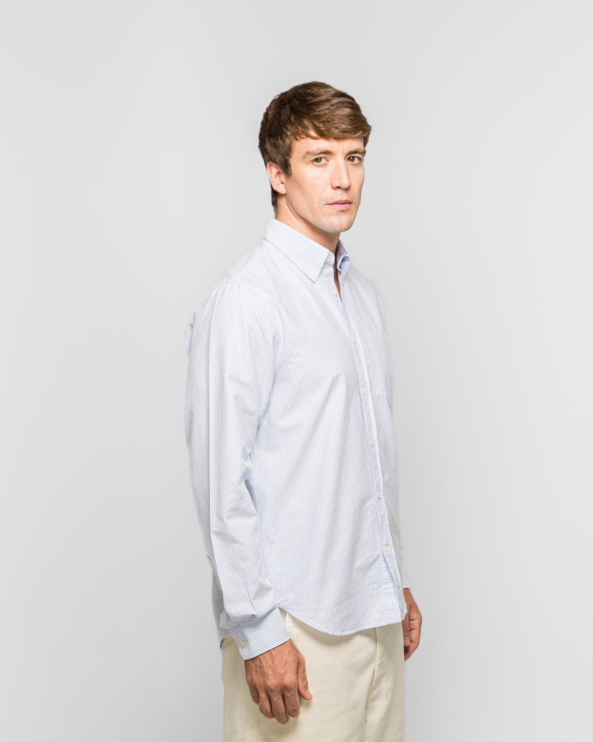 Norse Projects - Standard Oxford BD Shirt - Pale Blue Stripe - UP THERE