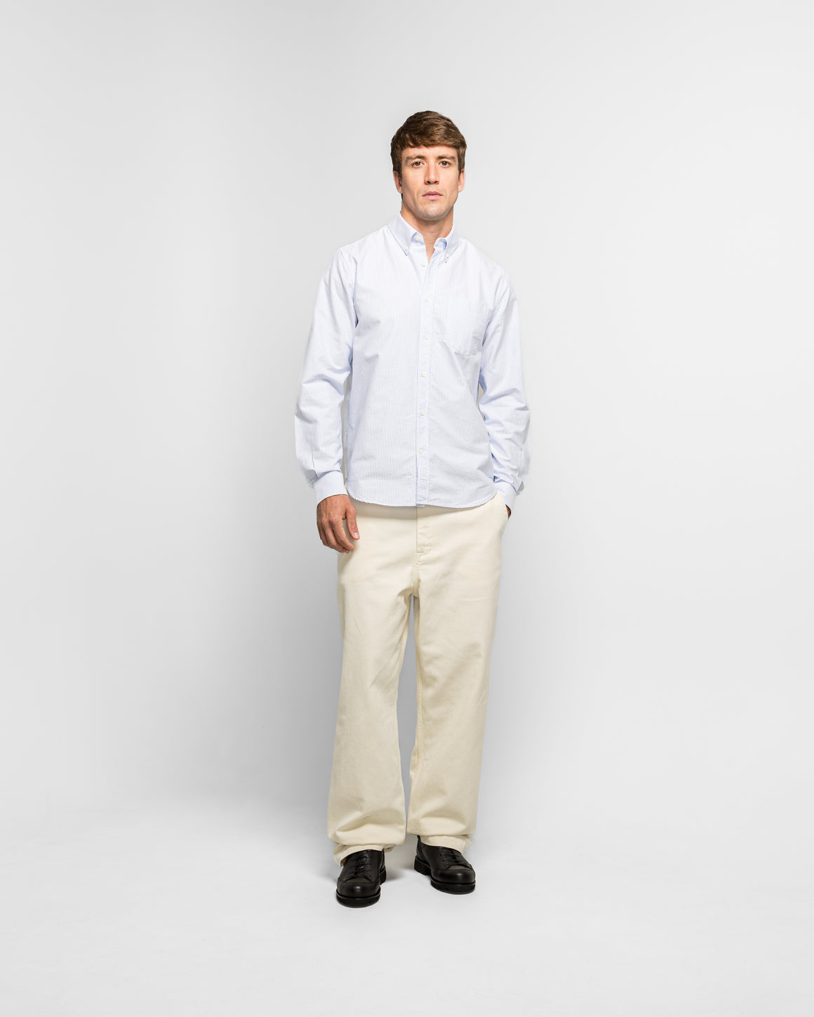 Norse Projects - Standard Oxford BD Shirt - Pale Blue Stripe - UP THERE