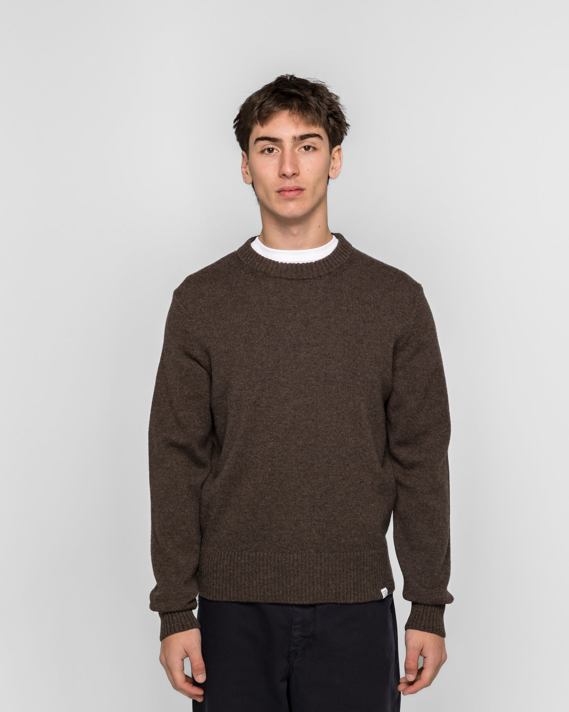 Norse Projects - Stensmark Merino Lambswool Sweater - Heathland Brown - UP THERE