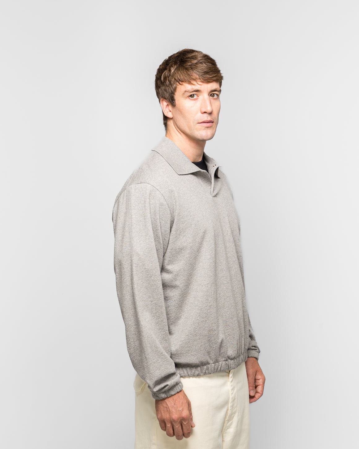 Norse Projects - Sylane Relaxed Light Pile Jersey Polo - Grey Melange - UP THERE
