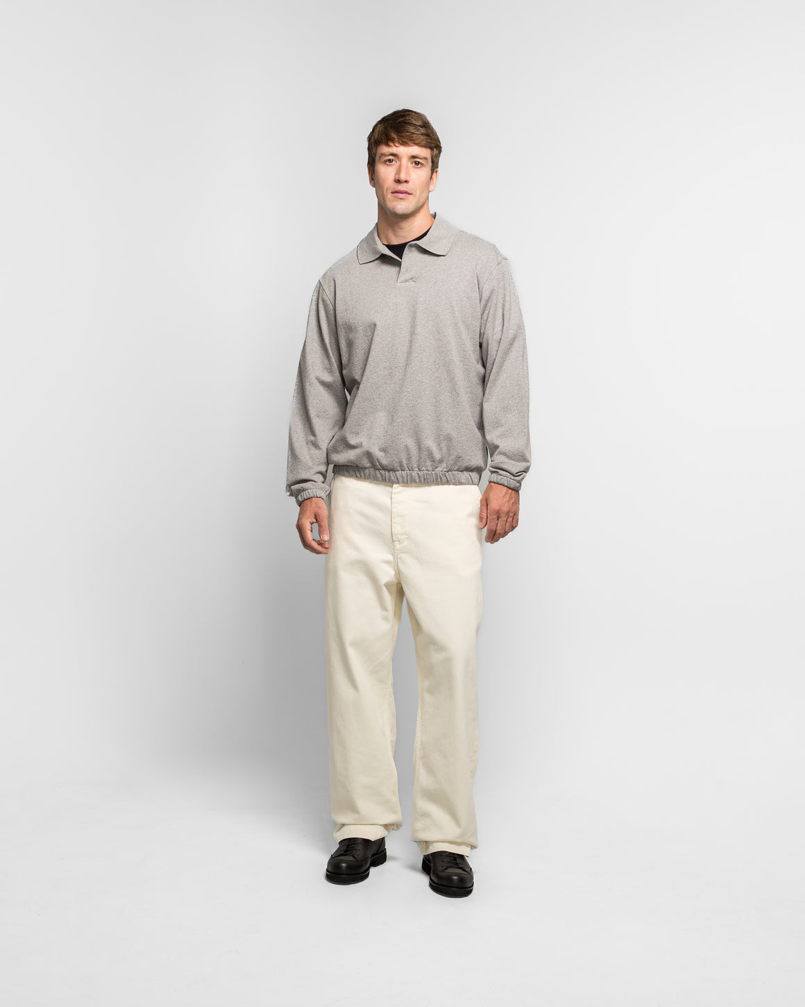 Norse Projects - Sylane Relaxed Light Pile Jersey Polo - Grey Melange - UP THERE