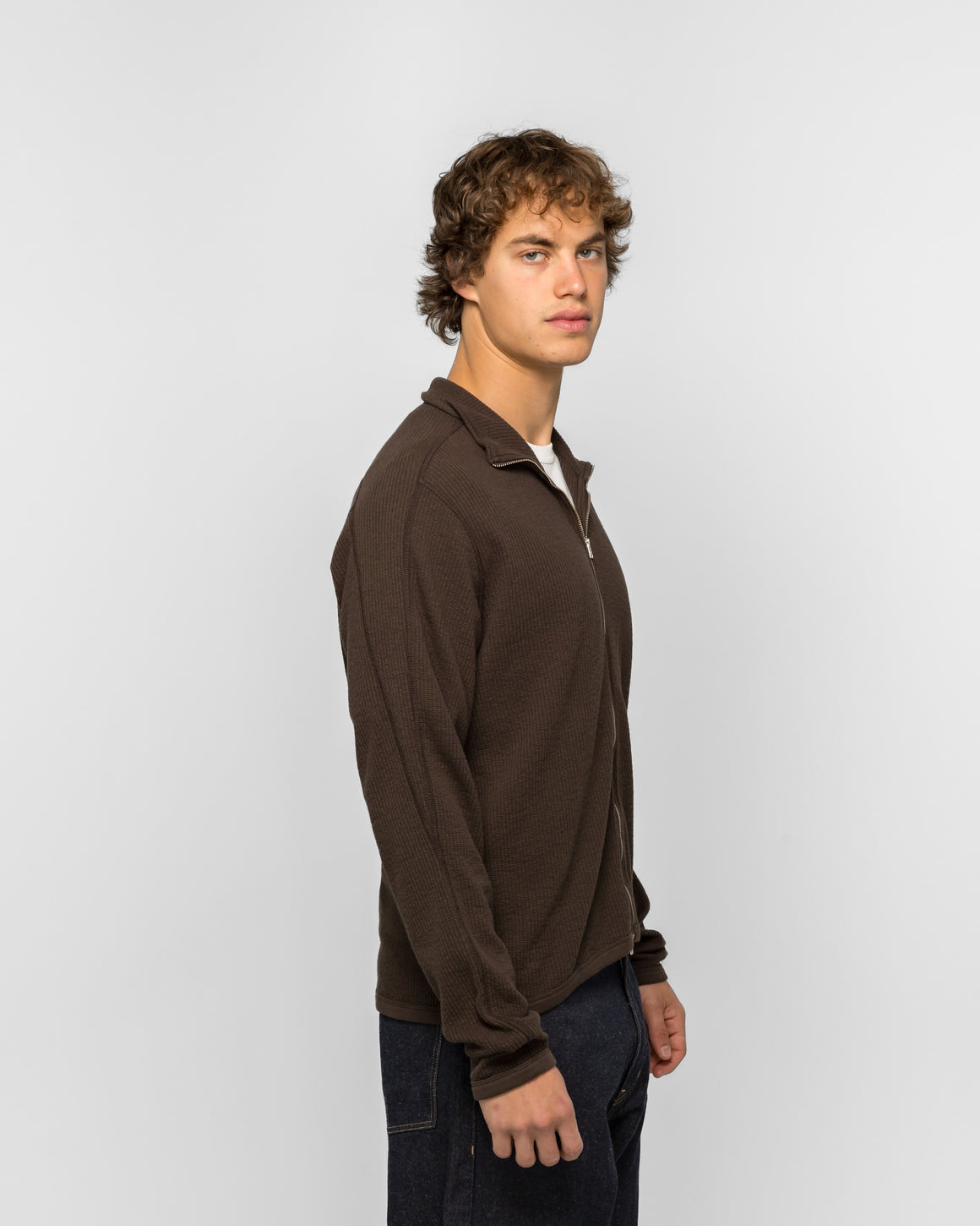Norse Projects - Teno Cotton Hemp Military Rib Zip Cardigan - Delicioso Brown - UP THERE