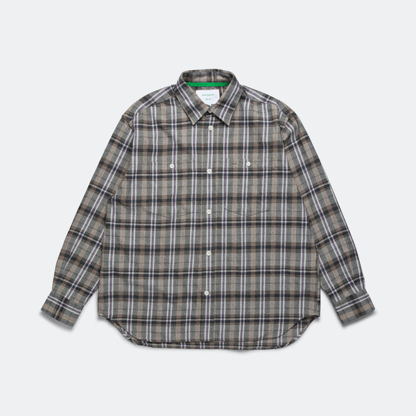 Ole Oversized Check Shirt x UP THERE - Charcoal Grey