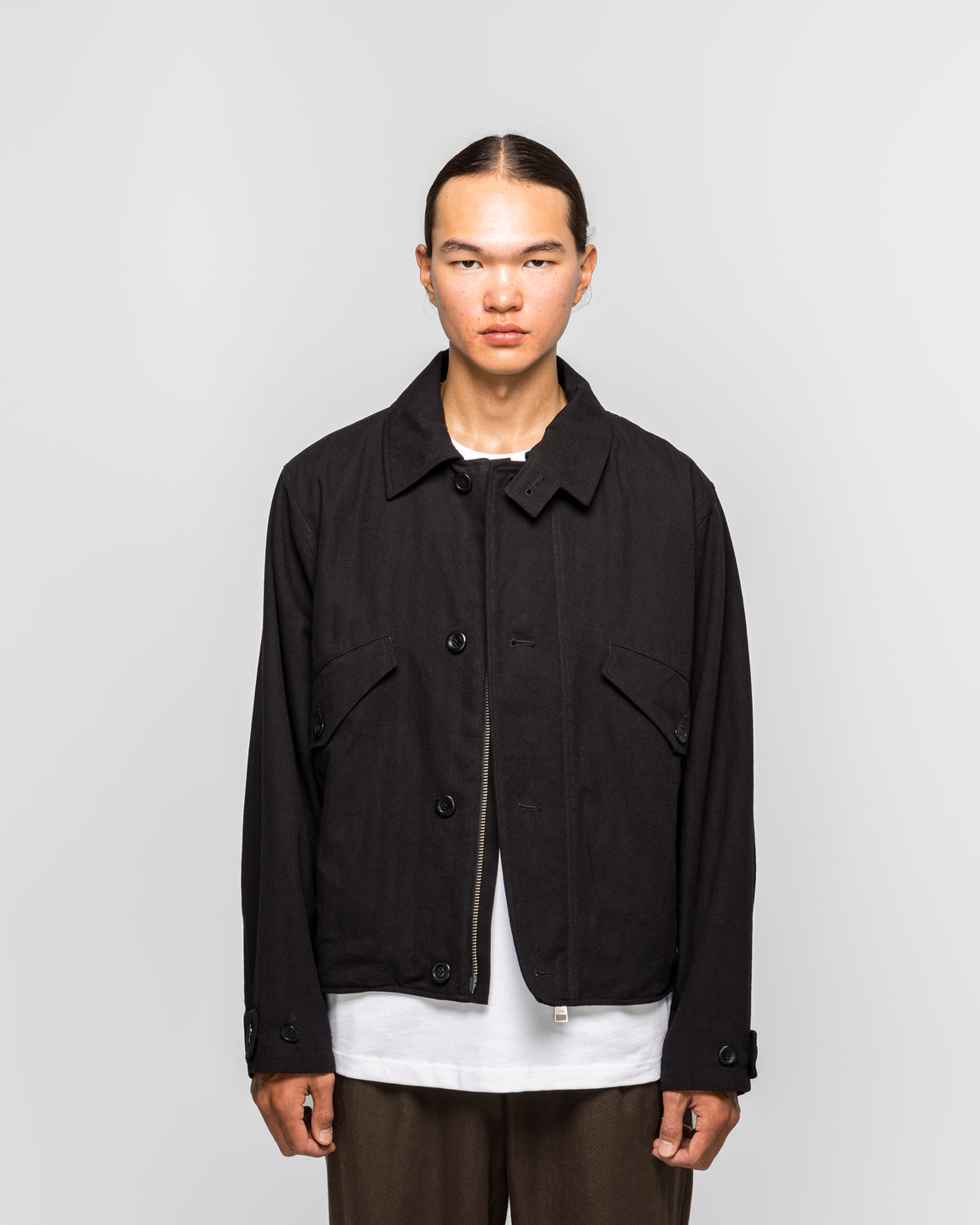 Norse Projects - Vandel Herringbone Twill Flight Jacket - All Black - UP THERE