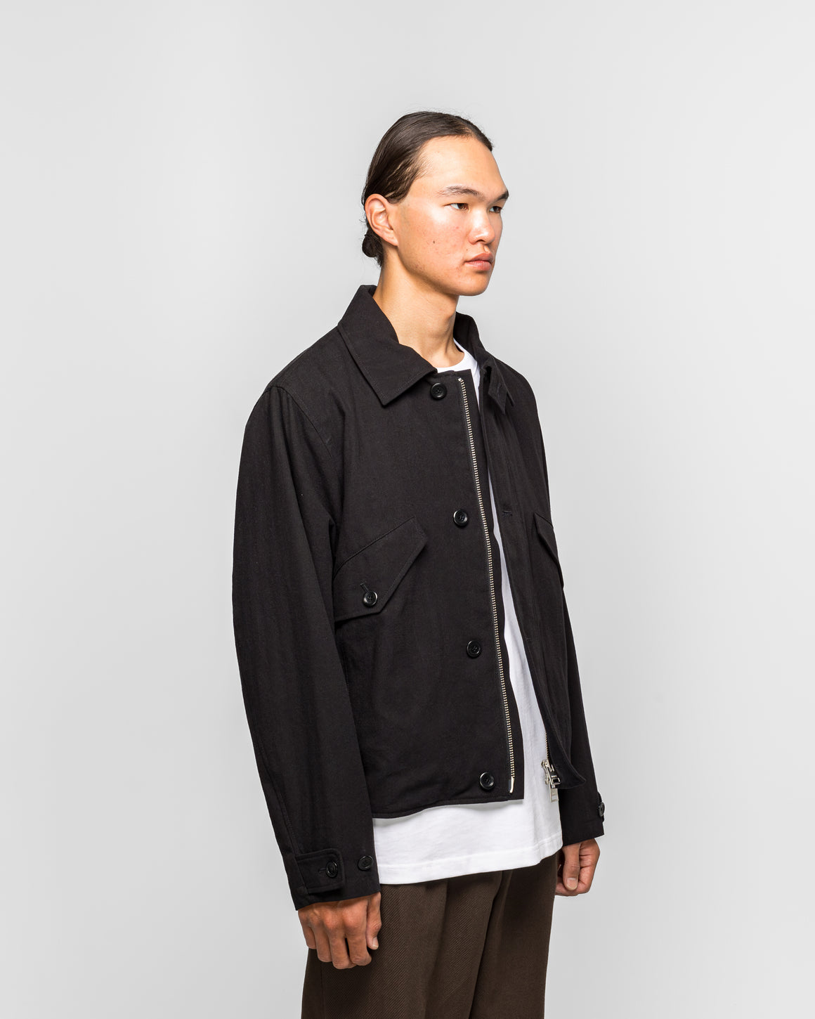 Norse Projects - Vandel Herringbone Twill Flight Jacket - All Black - UP THERE