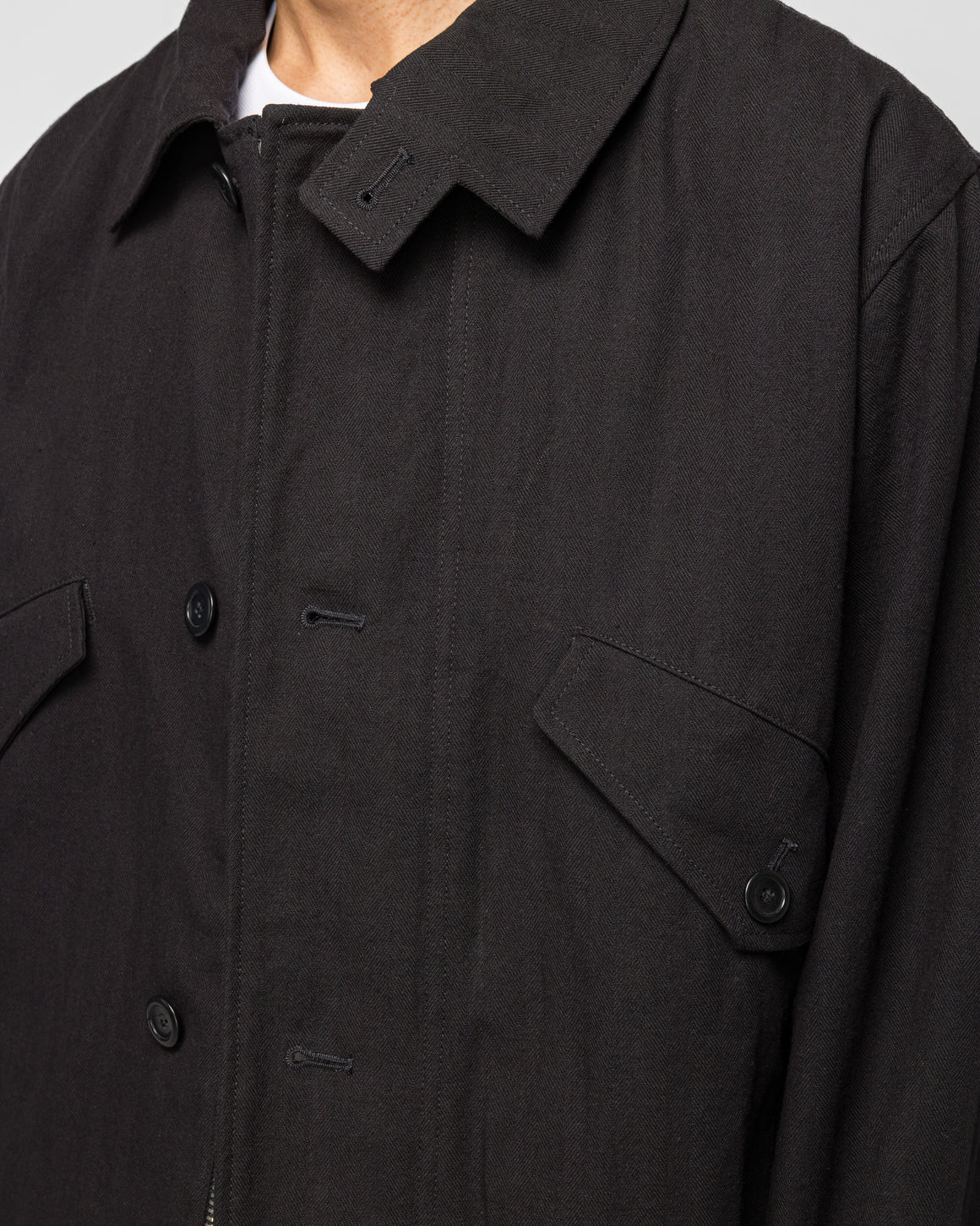 Norse Projects - Vandel Herringbone Twill Flight Jacket - All Black - UP THERE