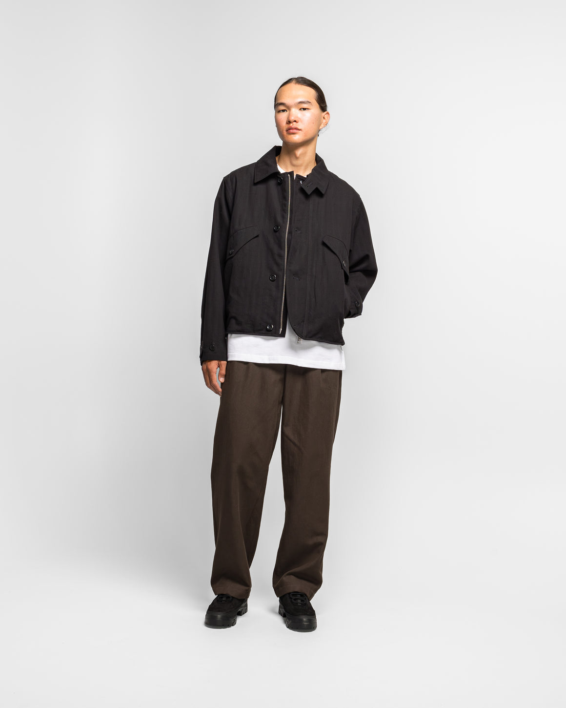 Norse Projects - Vandel Herringbone Twill Flight Jacket - All Black - UP THERE