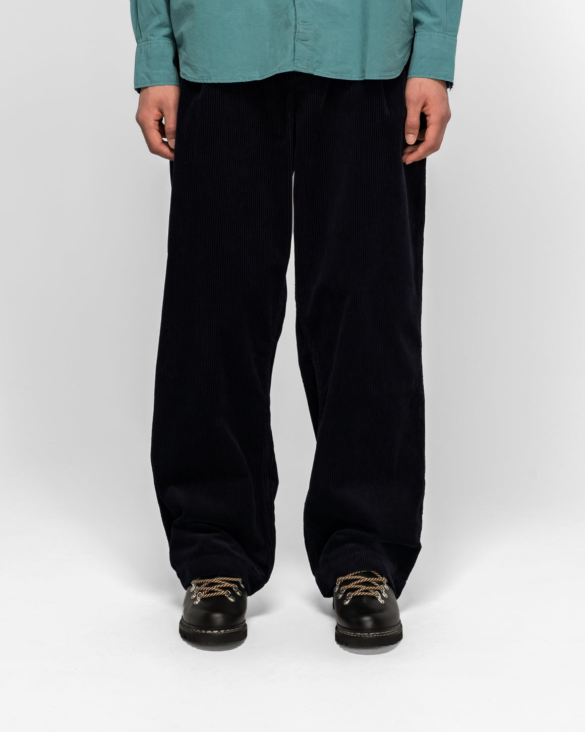 Norse Projects - Volda Pleated Wide Wale Corduroy Trouser - Dark Navy - UP THERE