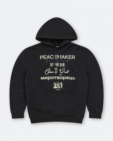 OAMC Peacemaker - Loose Fit Hoodie Languages Print - Black | UP THERE
