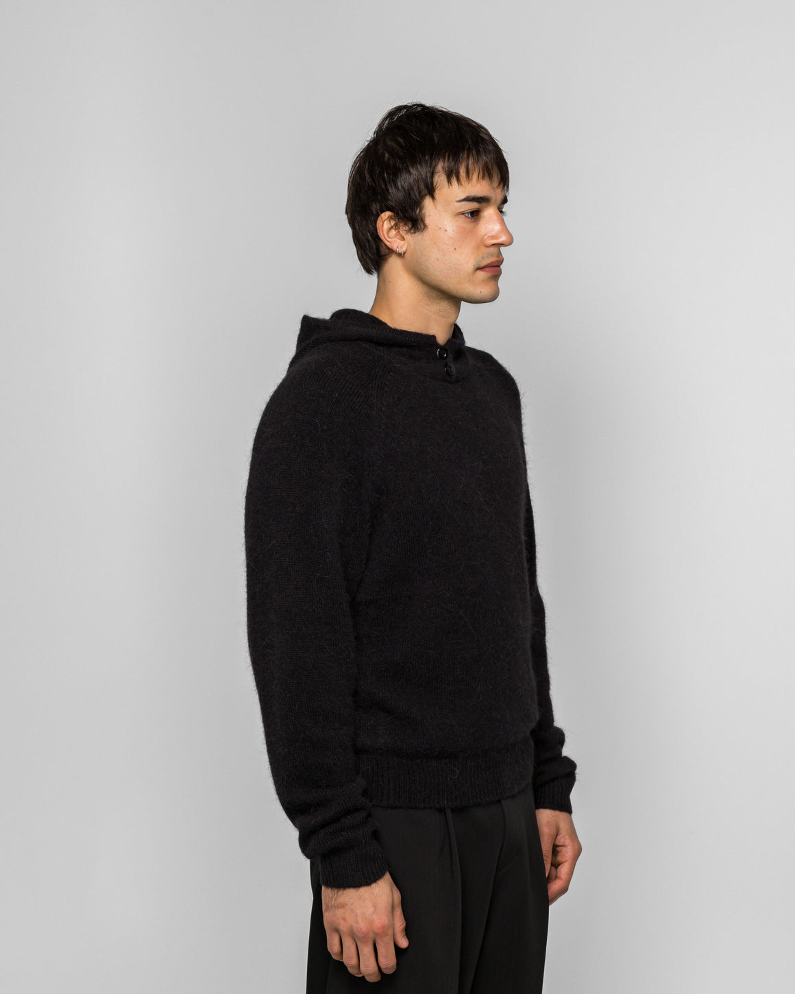 Observe - Alpaca Button Hood - Black - UP THERE