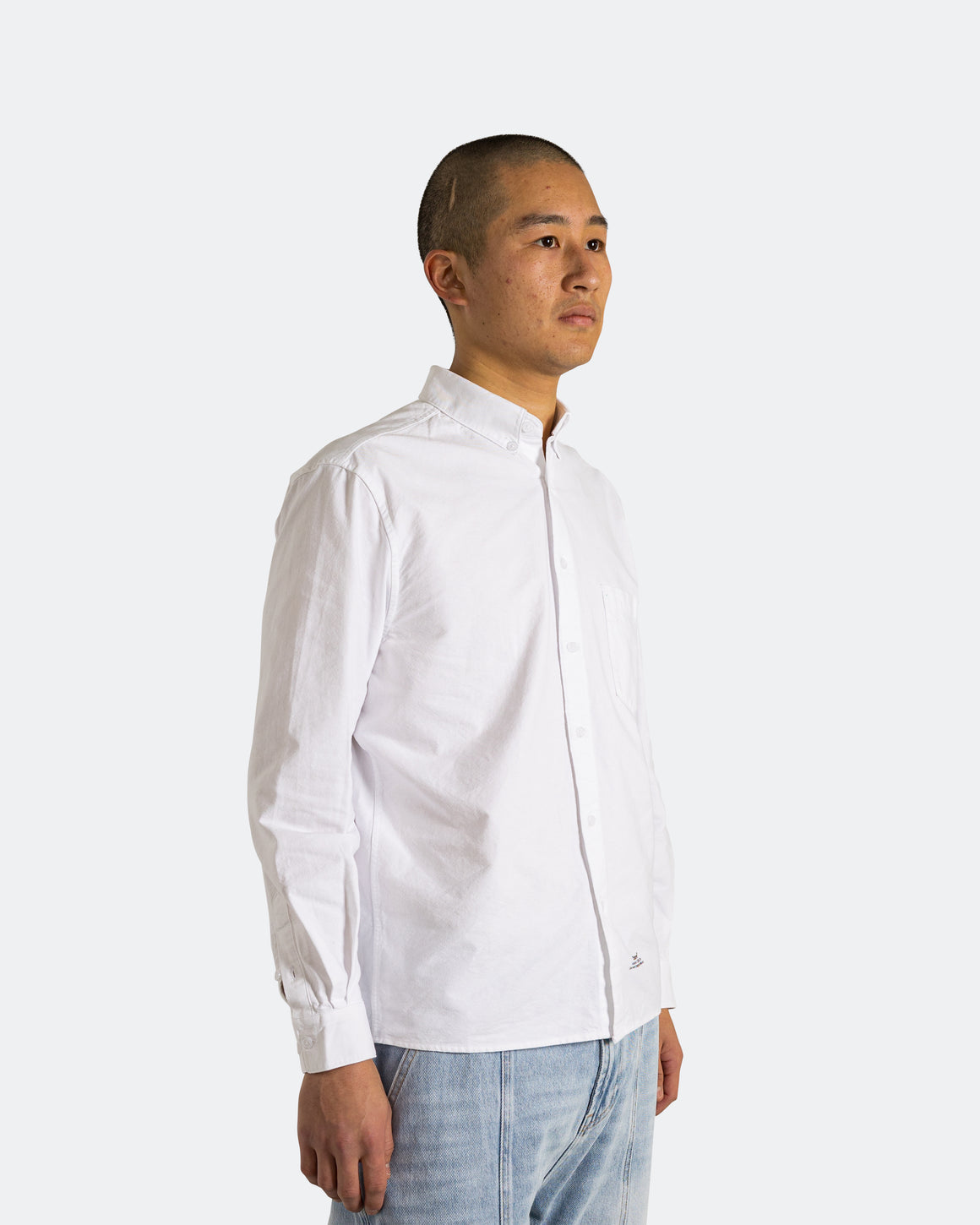 Observe - Article Stamp Oxford Shirt - White - UP THERE