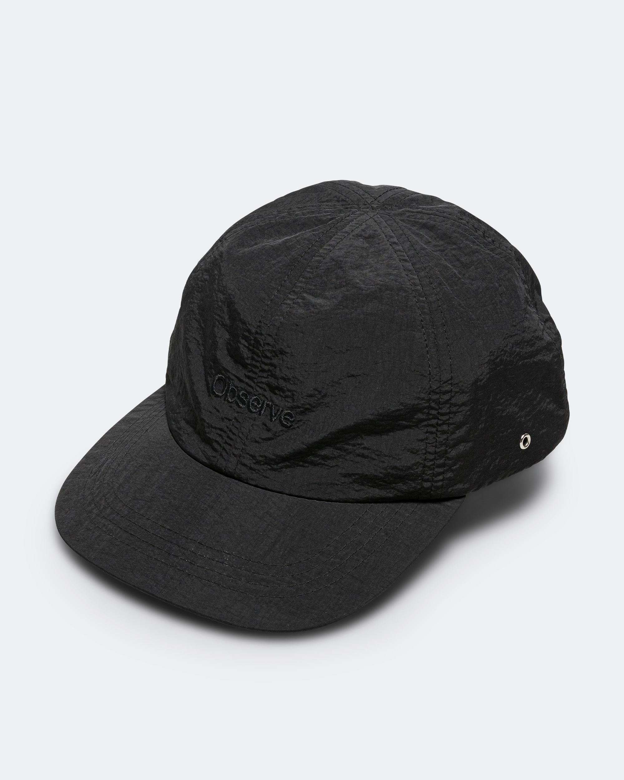 Crinkle Nylon Logo Cap - Black | UP THERE