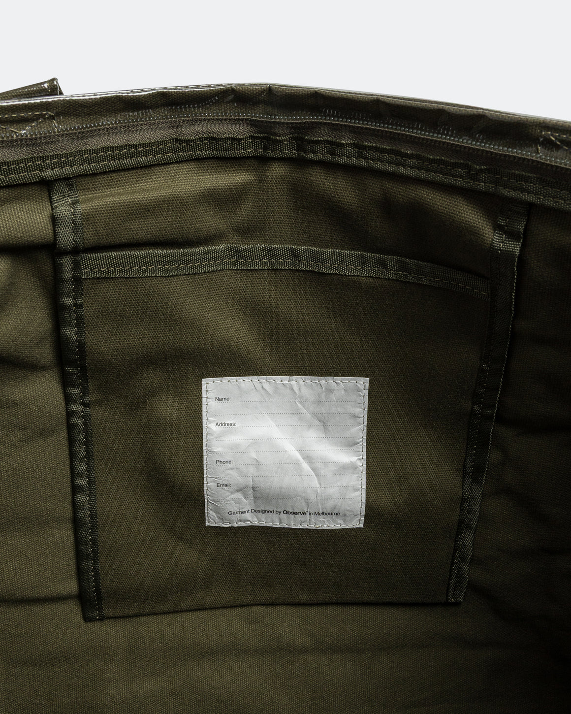 Observe - Classic Logo PVC Tote - Army - UP THERE