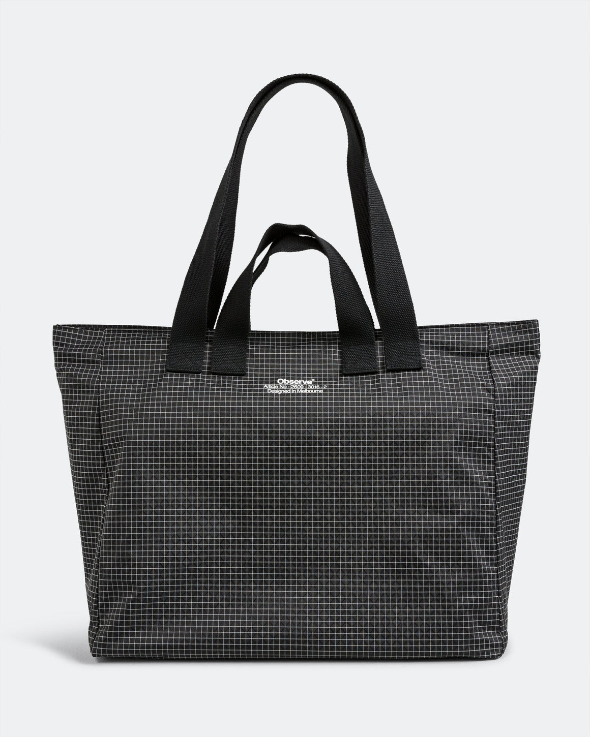 Observe - Grid Stop Stamp Tote - Black - UP THERE