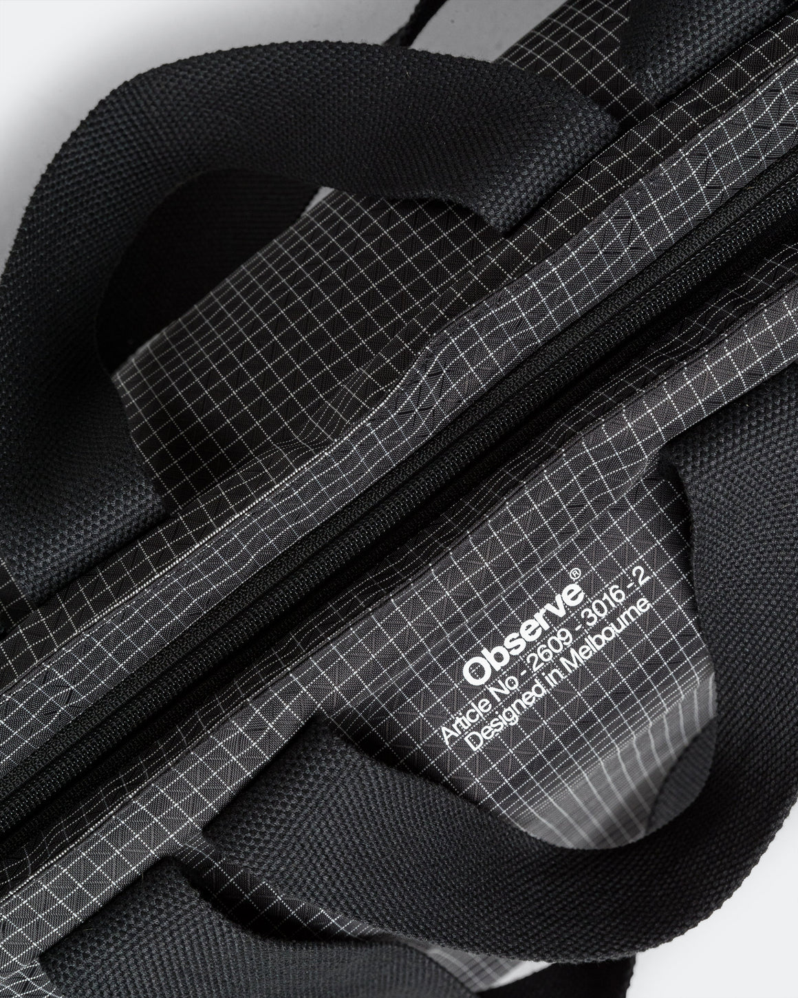 Observe - Grid Stop Stamp Tote - Black - UP THERE