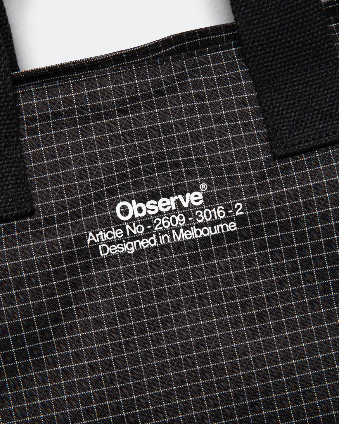 Observe - Grid Stop Stamp Tote - Black - UP THERE