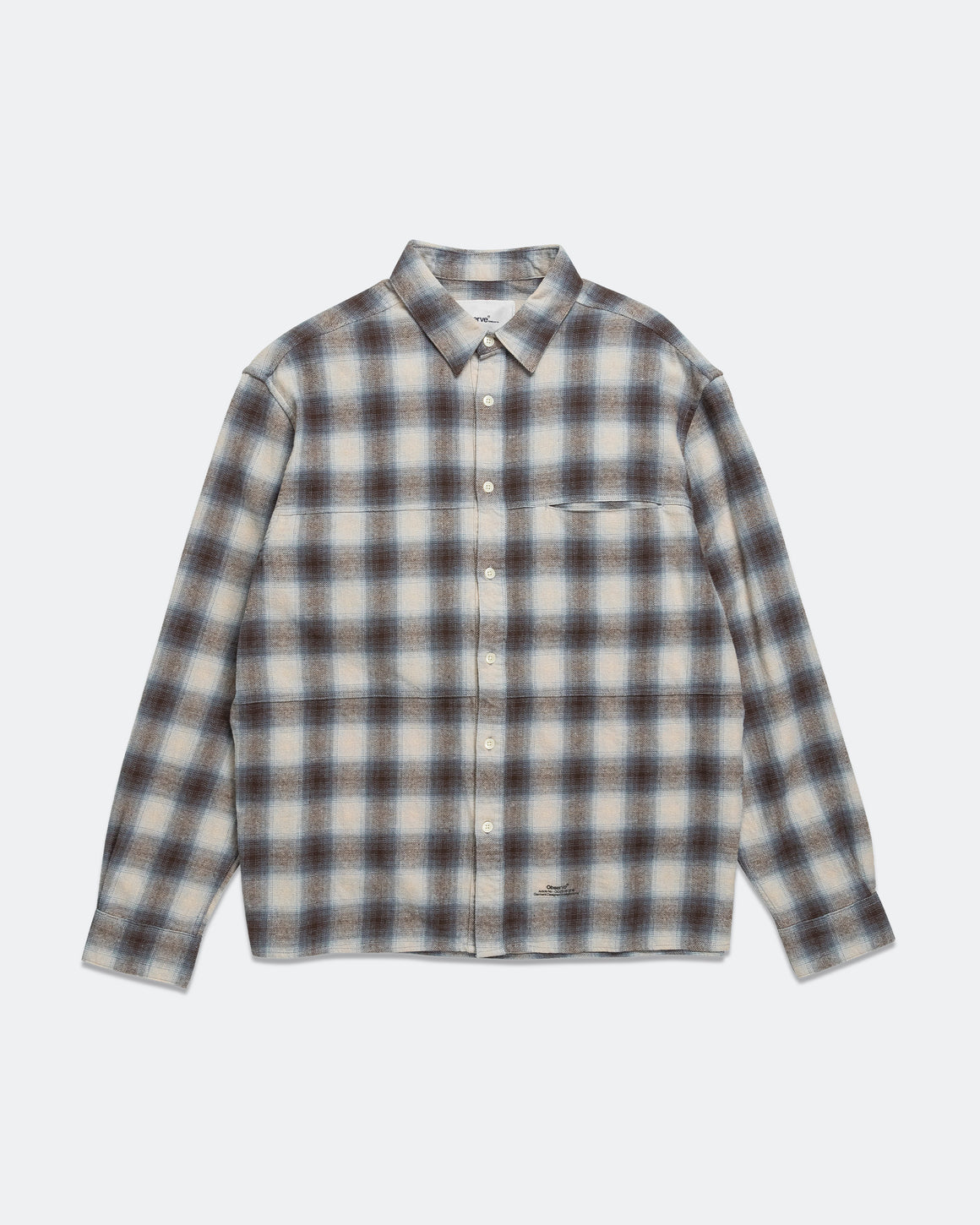 Observe - Plaid Panel Flannel Shirt - Beige Blue - UP THERE