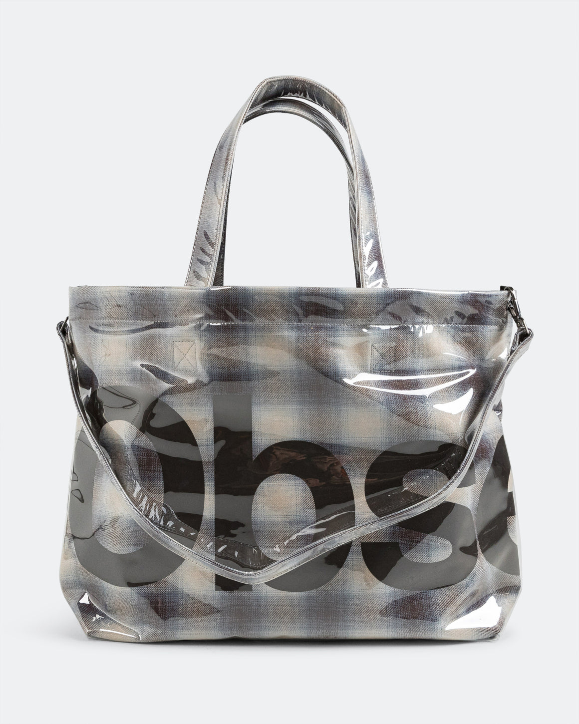 Observe - PVC Plaid Cross-Body Tote - Beige Blue - UP THERE