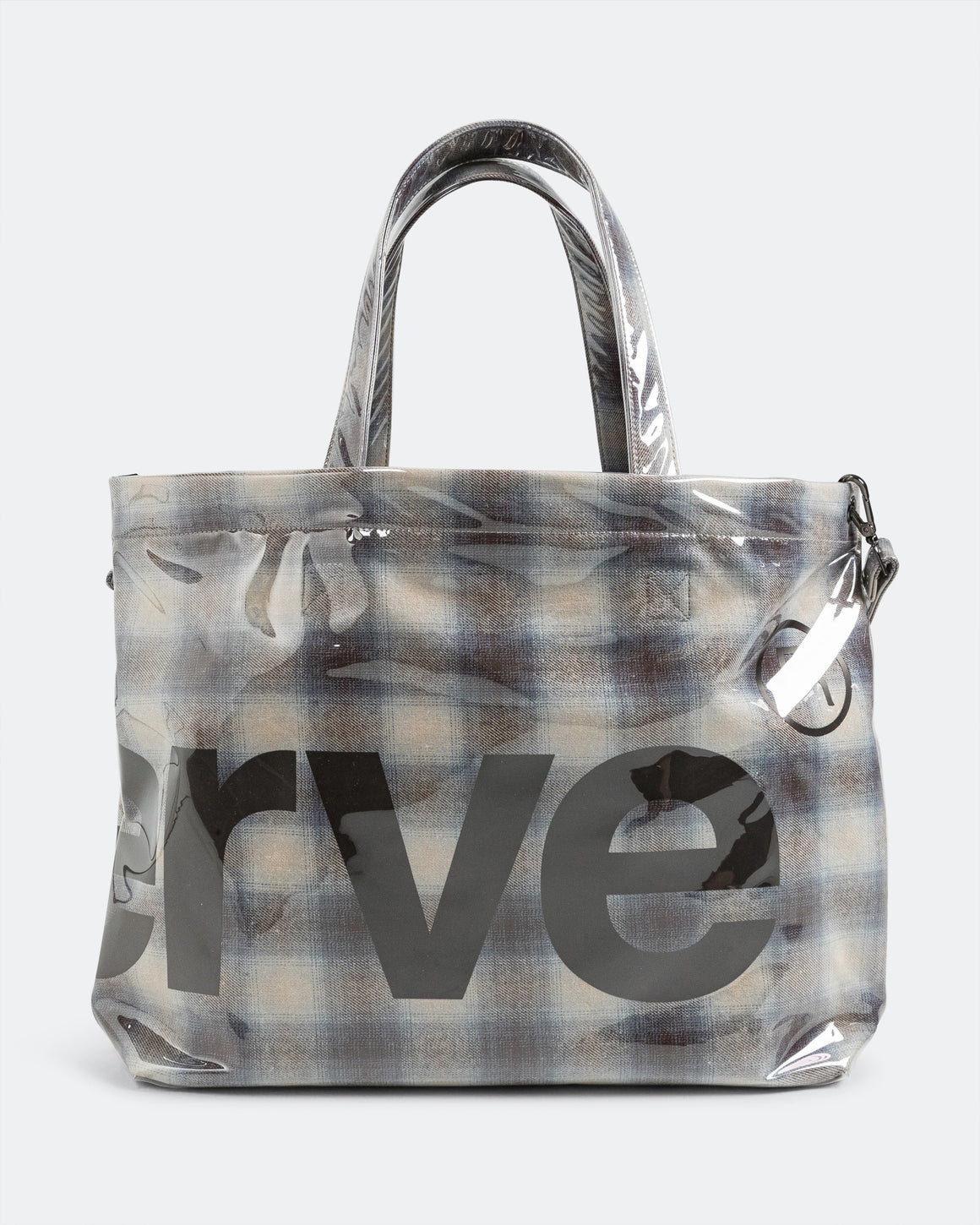 Observe - PVC Plaid Cross-Body Tote - Beige Blue - UP THERE