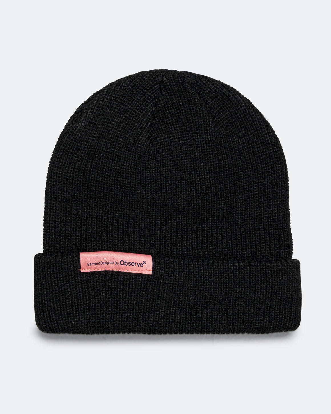 Observe - Ribbed Knit Label Beanie - Black - UP THERE