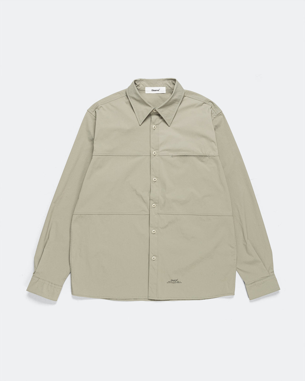 Observe - Crinkled Ripstop Panel Shirt - Sage - UP THERE