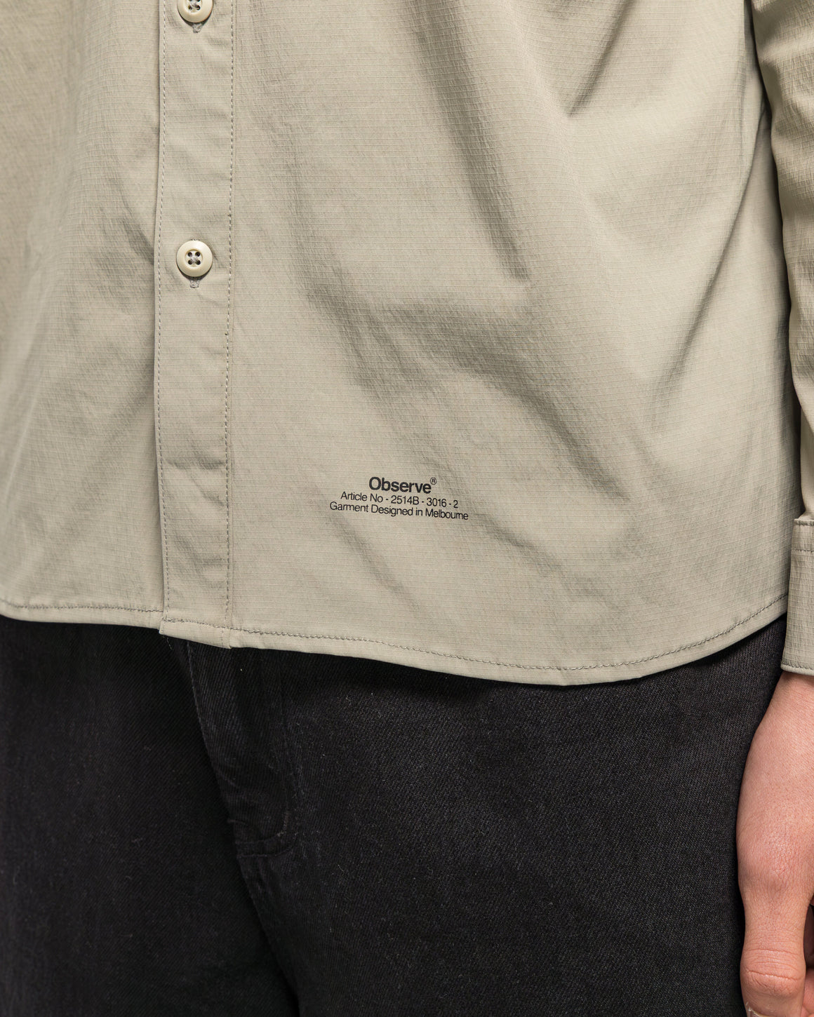 Observe - Crinkled Ripstop Panel Shirt - Sage - UP THERE