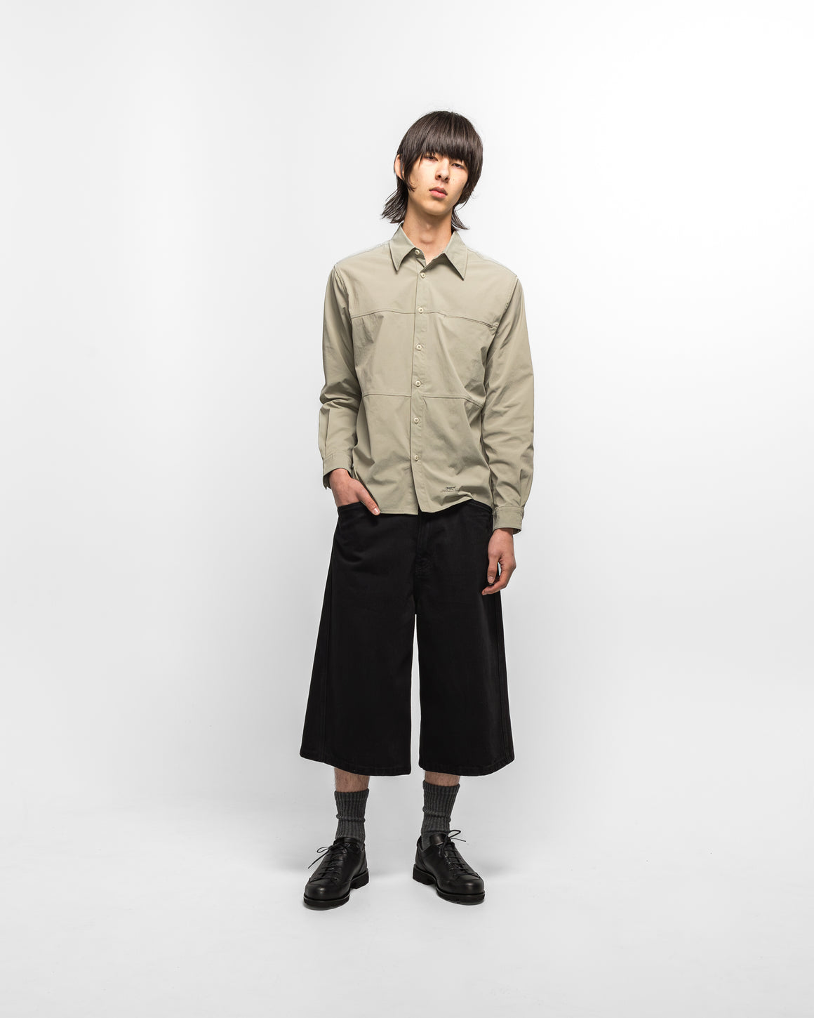 Observe - Crinkled Ripstop Panel Shirt - Sage - UP THERE