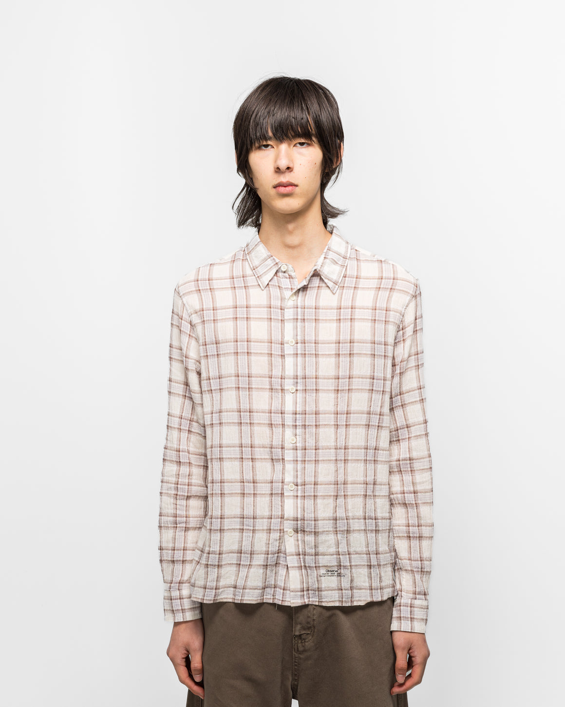 Observe - Seersucker Plaid Shirt - Brown/Blue - UP THERE