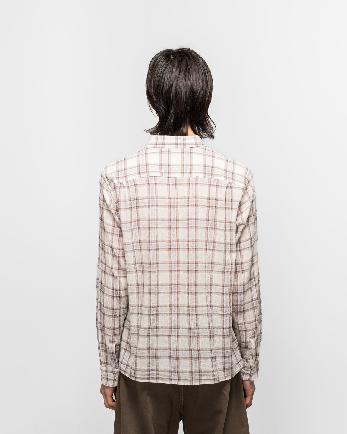 Observe - Seersucker Plaid Shirt - Brown/Blue - UP THERE