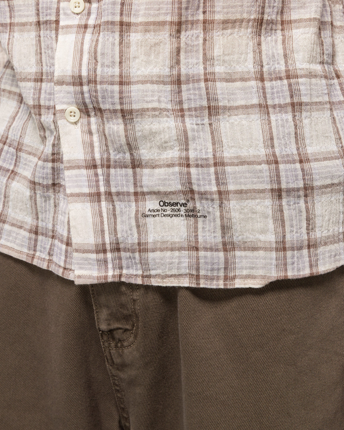 Observe - Seersucker Plaid Shirt - Brown/Blue - UP THERE
