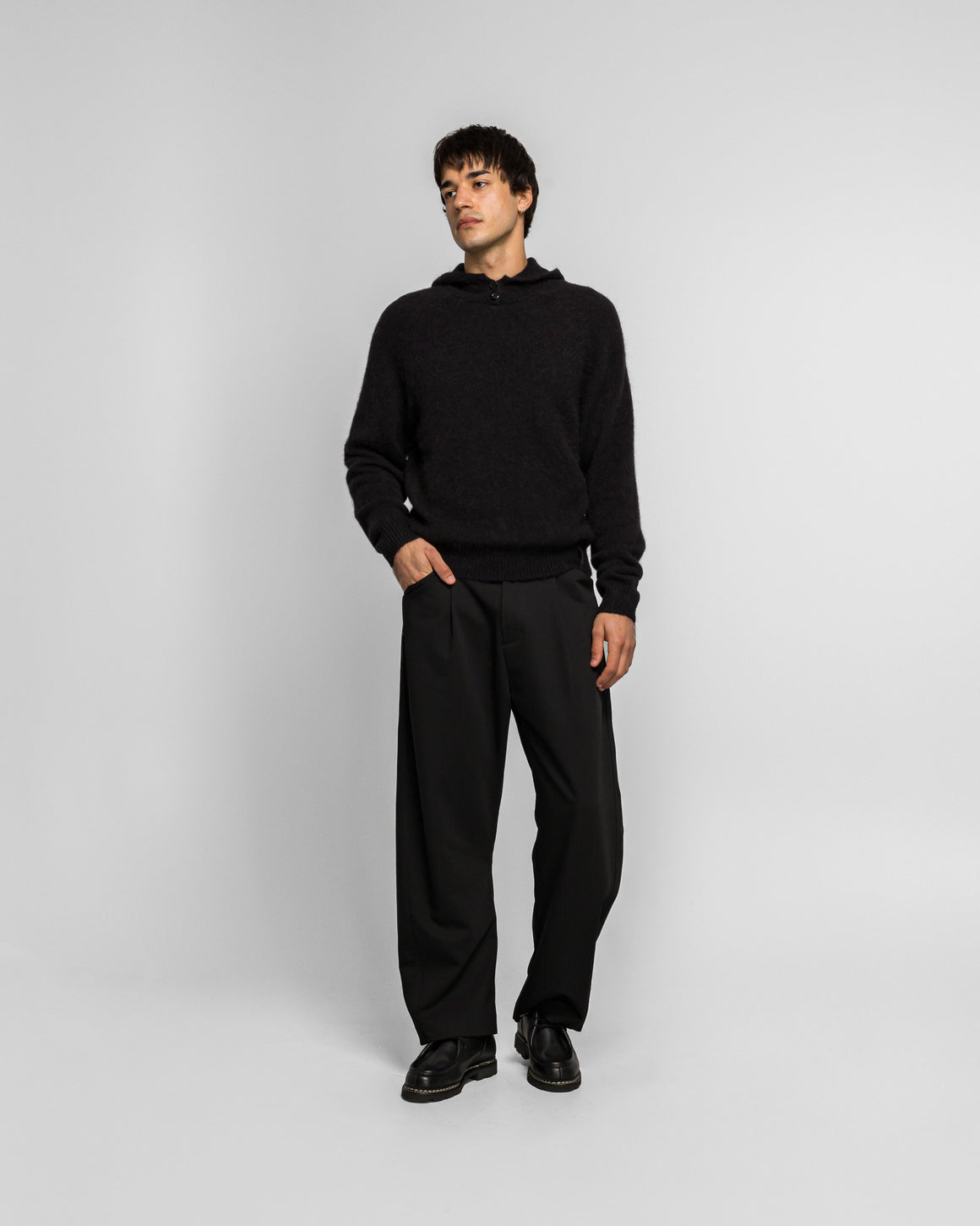 Observe - Twisted Relaxed Trouser - Pinstripe Black - UP THERE