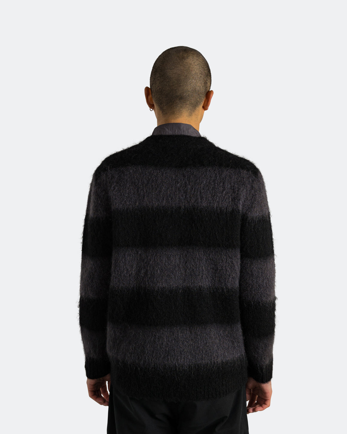 Observe - Wool Mohair Stripe Knit Sweater x UP THERE - Black/Charcoal - UP THERE