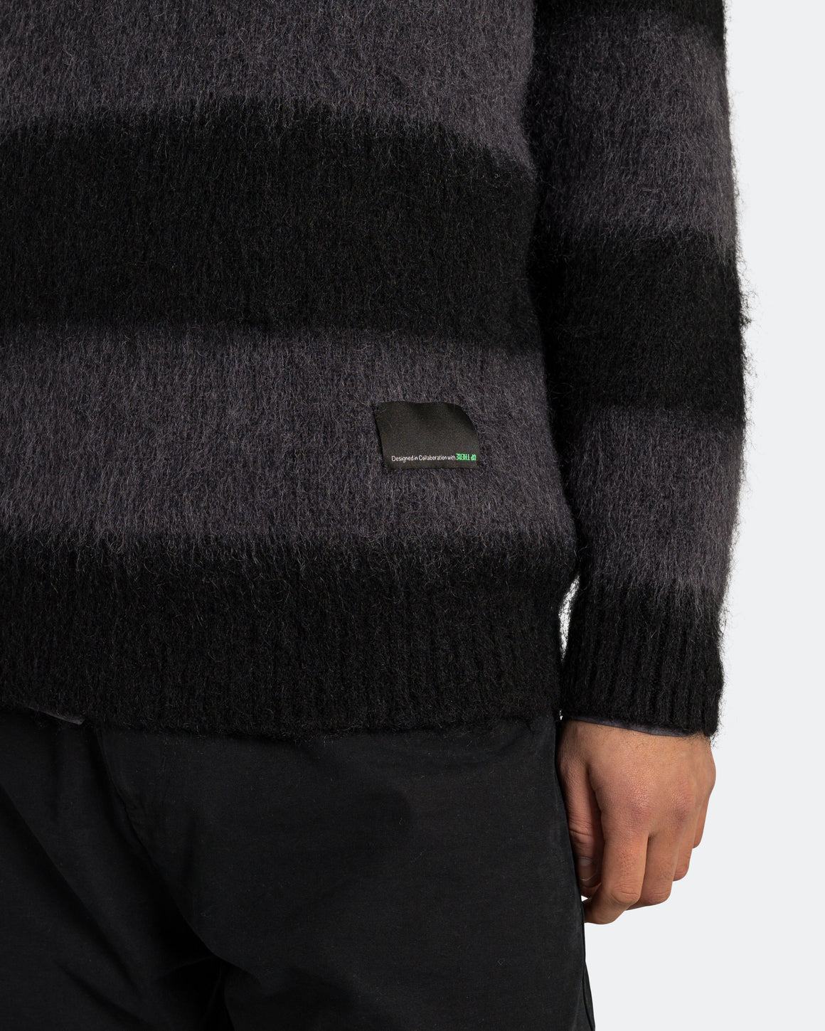 Observe - Wool Mohair Stripe Knit Sweater x UP THERE - Black/Charcoal - UP THERE