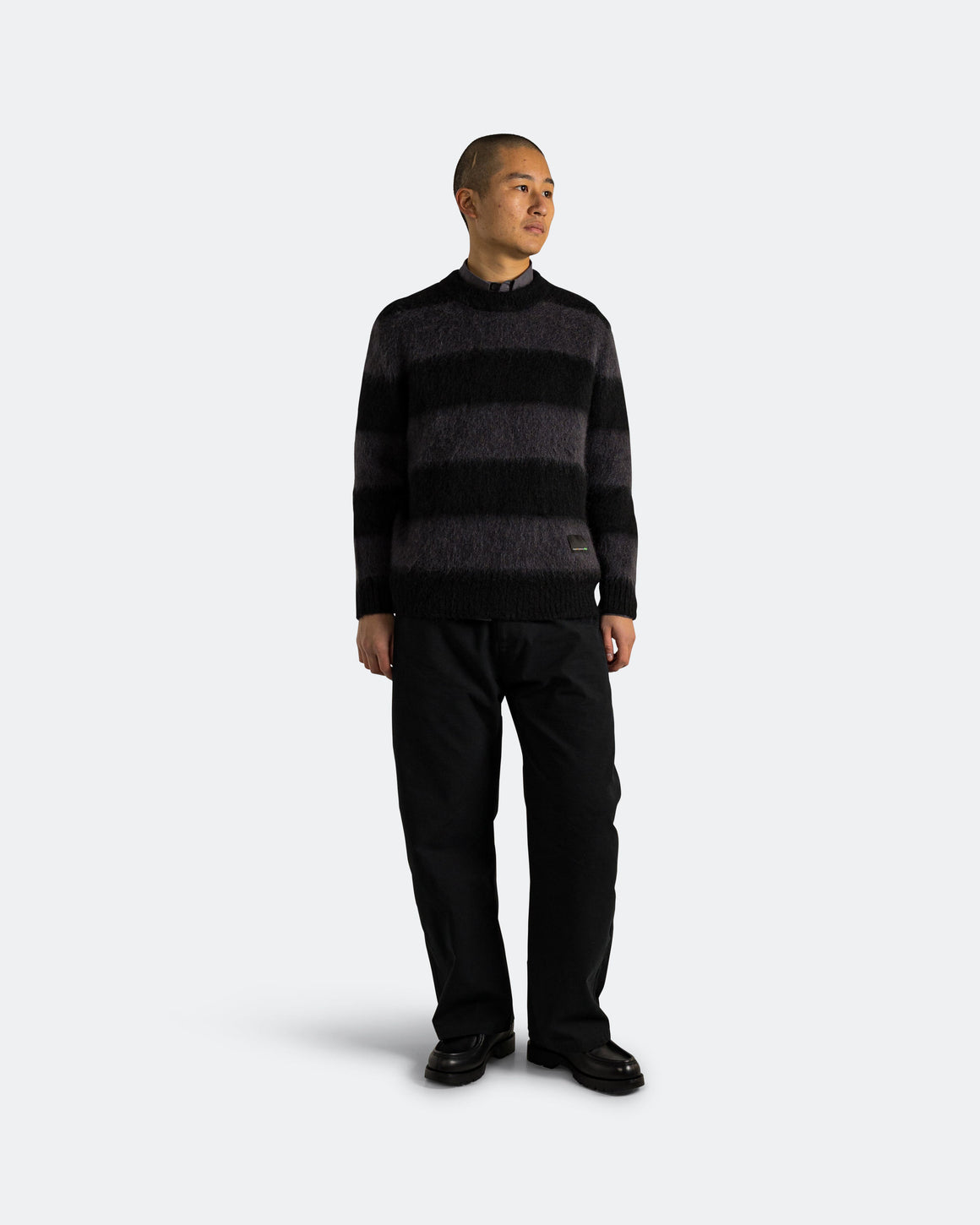 Observe - Wool Mohair Stripe Knit Sweater x UP THERE - Black/Charcoal - UP THERE