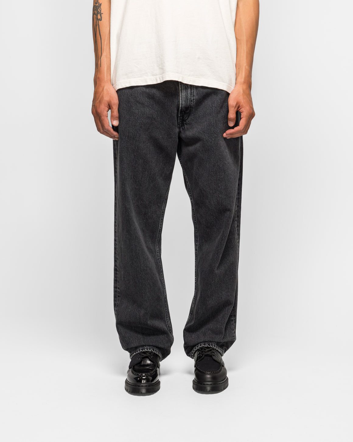 orSlow - 101 Dad's Fit Denim Pants - Black Denim Stone Wash - UP THERE