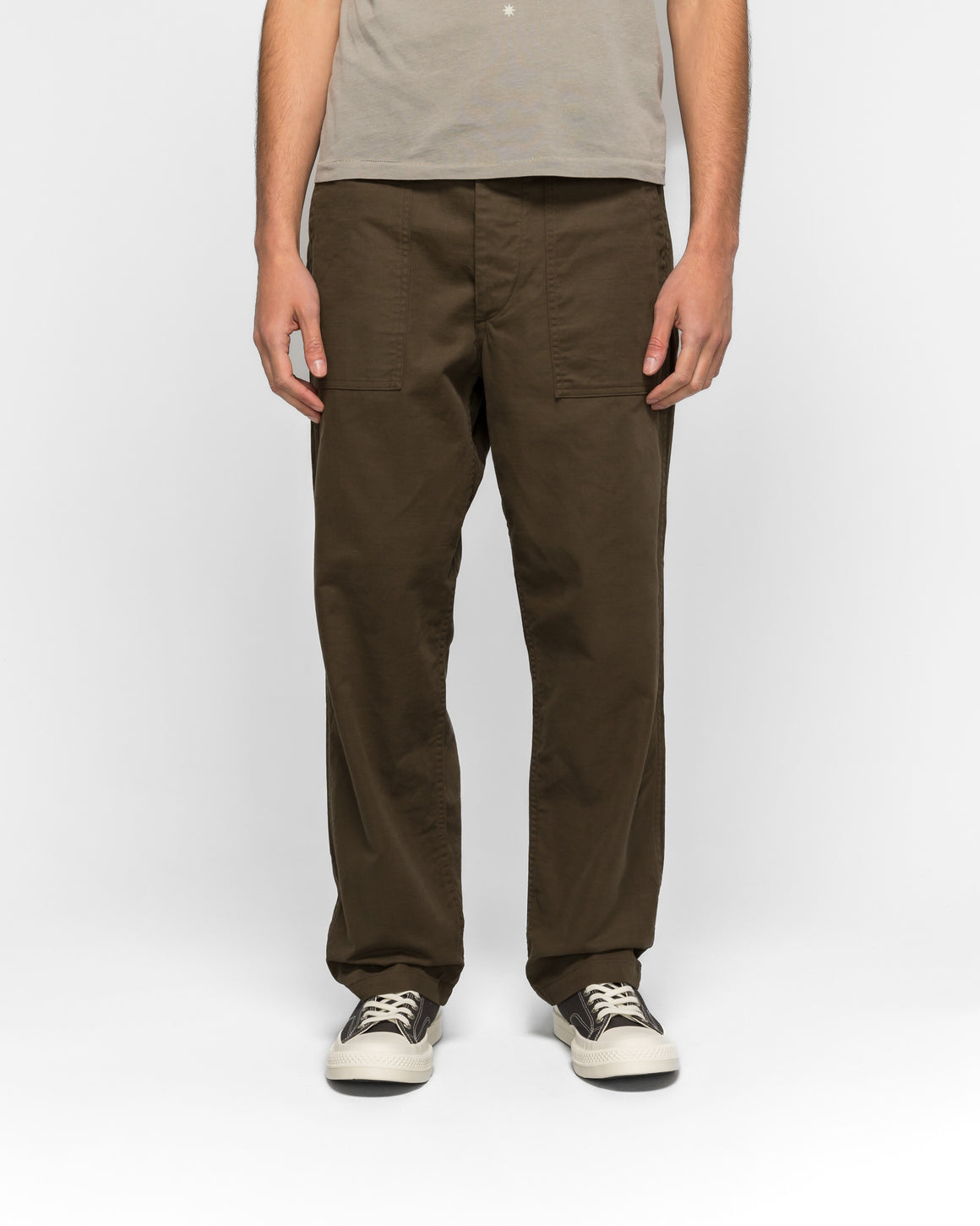 orSlow - Brushed Serge Fatigue Pants (Regular Fit) - Coffee Brown - UP THERE