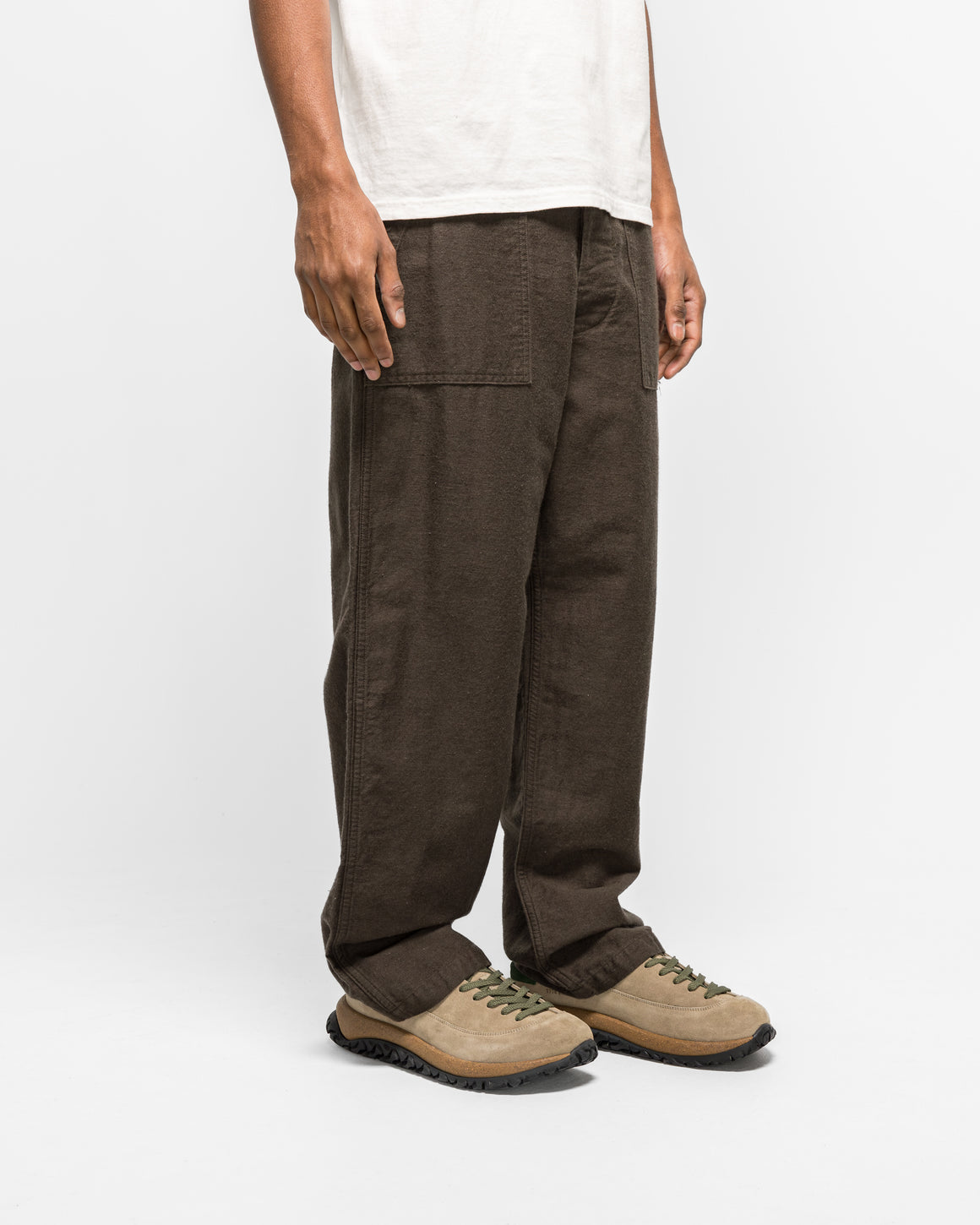 orSlow - Cotton Linen Moleskin Fatigue Pants - Charcoal Grey - UP THERE