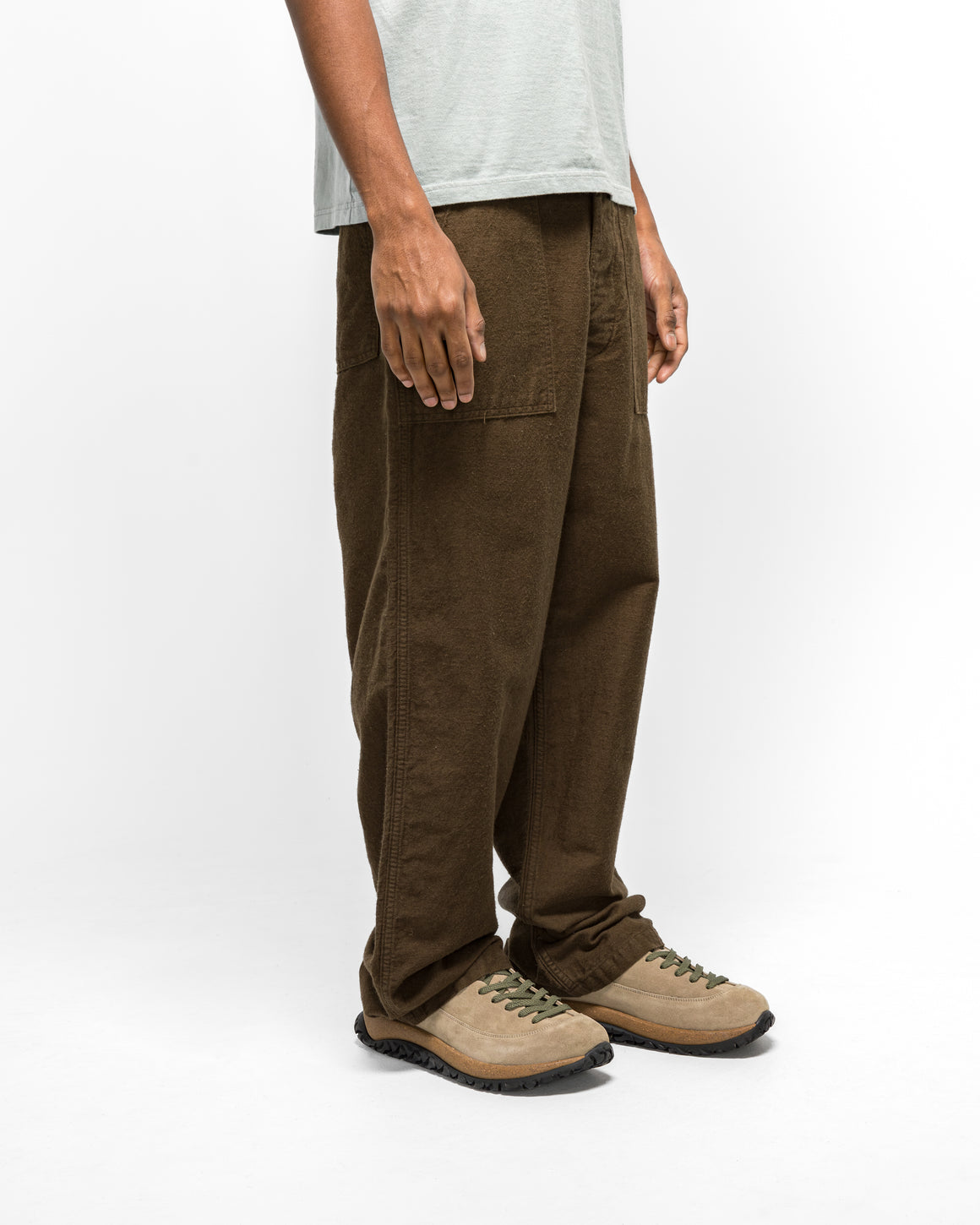 orSlow - Cotton Linen Moleskin Fatigue Pants - Coffee Brown - UP THERE