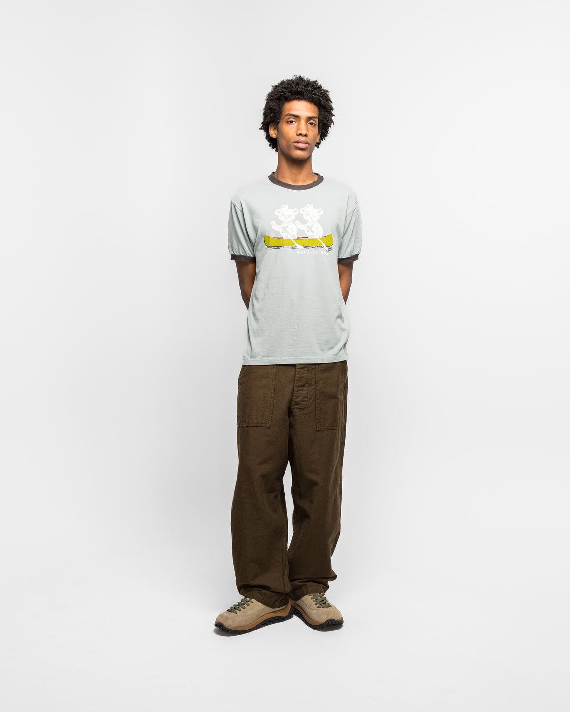 orSlow - Cotton Linen Moleskin Fatigue Pants - Coffee Brown - UP THERE