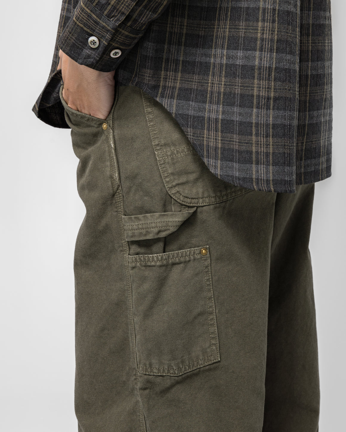 orSlow - Dad's Fit Oxford Painter Pants - Army Green - UP THERE