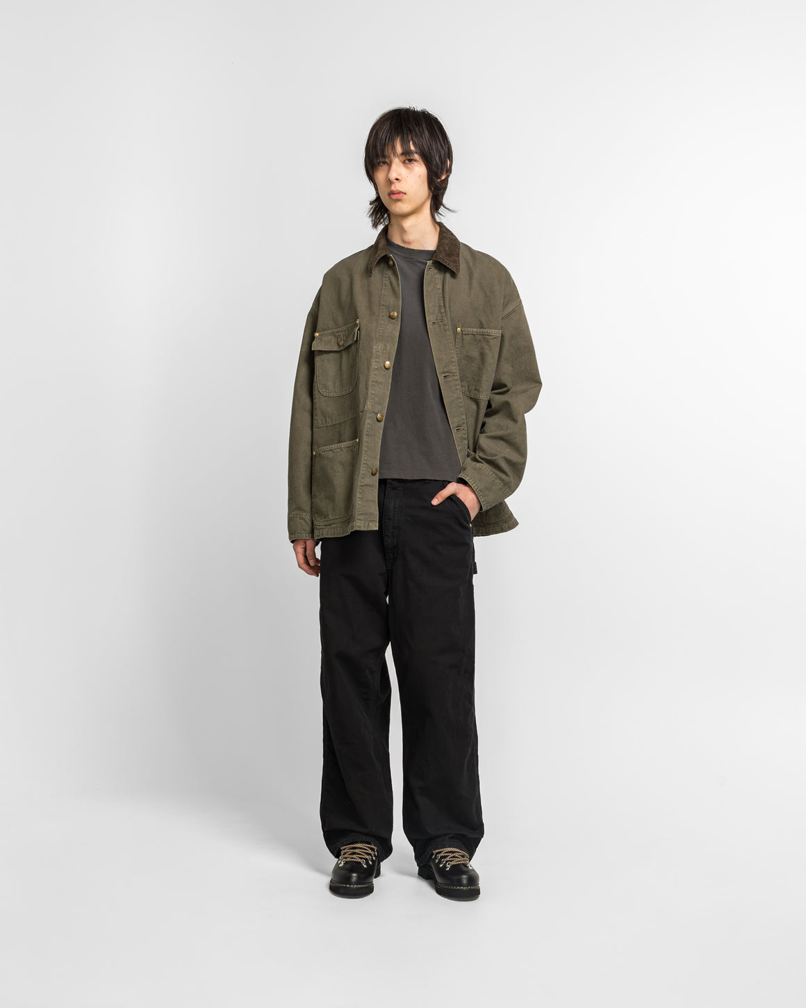 orSlow - Dad's Fit Oxford Painter Pants - Black - UP THERE
