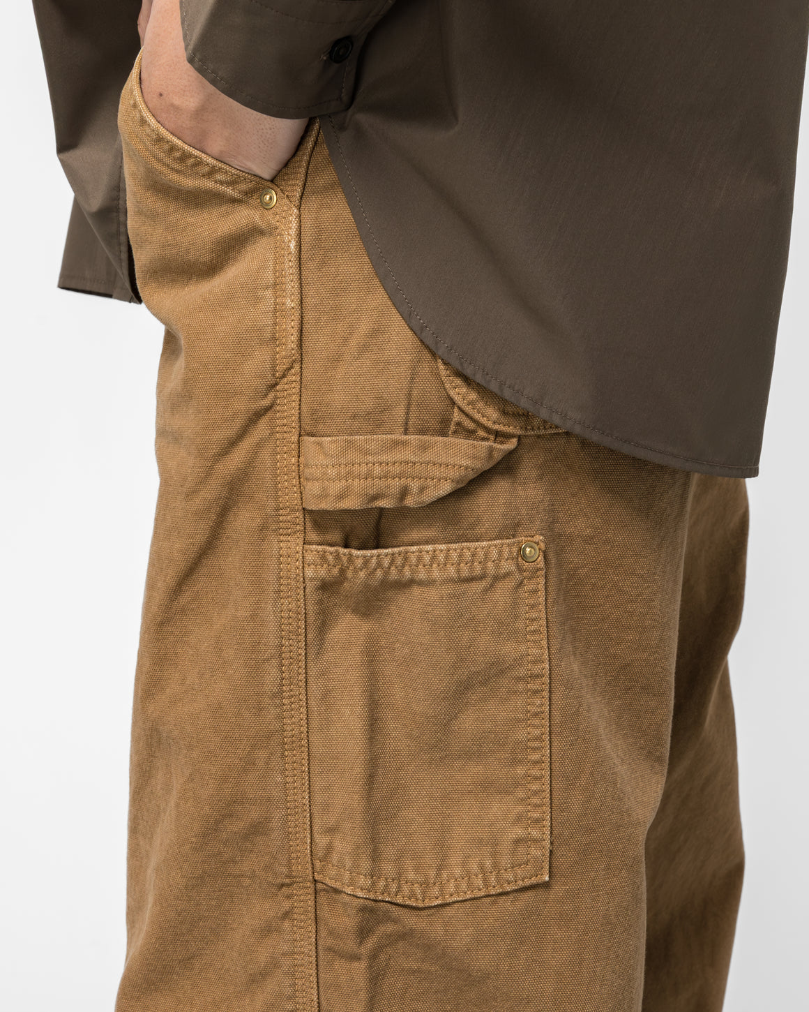 orSlow - Dad's Fit Oxford Painter Pants - Brown - UP THERE