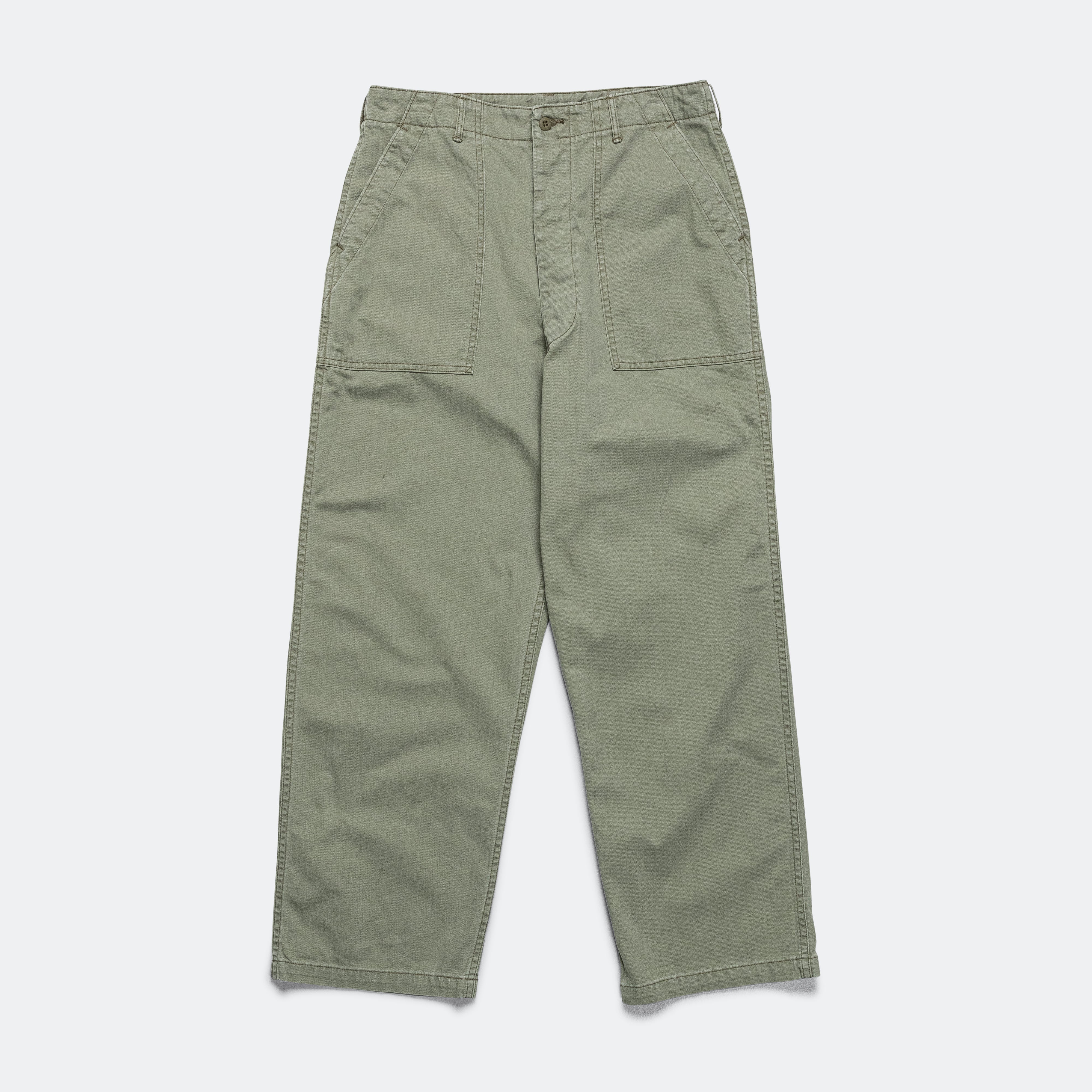 orSlow Herringbone Summer Fatigue Pants - Green | UP THERE