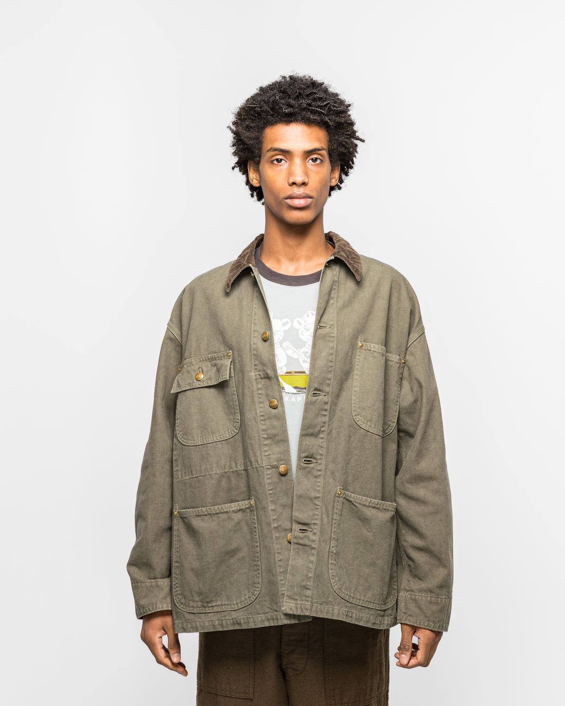 orSlow - Relax Fit Oxford Coverall - Army Green - UP THERE