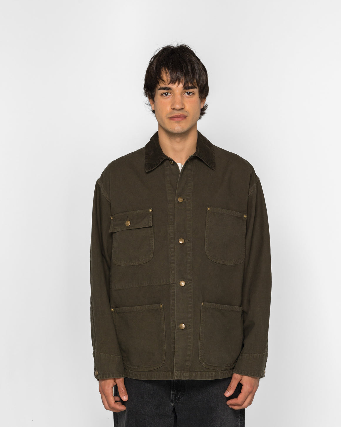 orSlow - Relaxed Fit Oxford Coverall - Coffee Brown - UP THERE