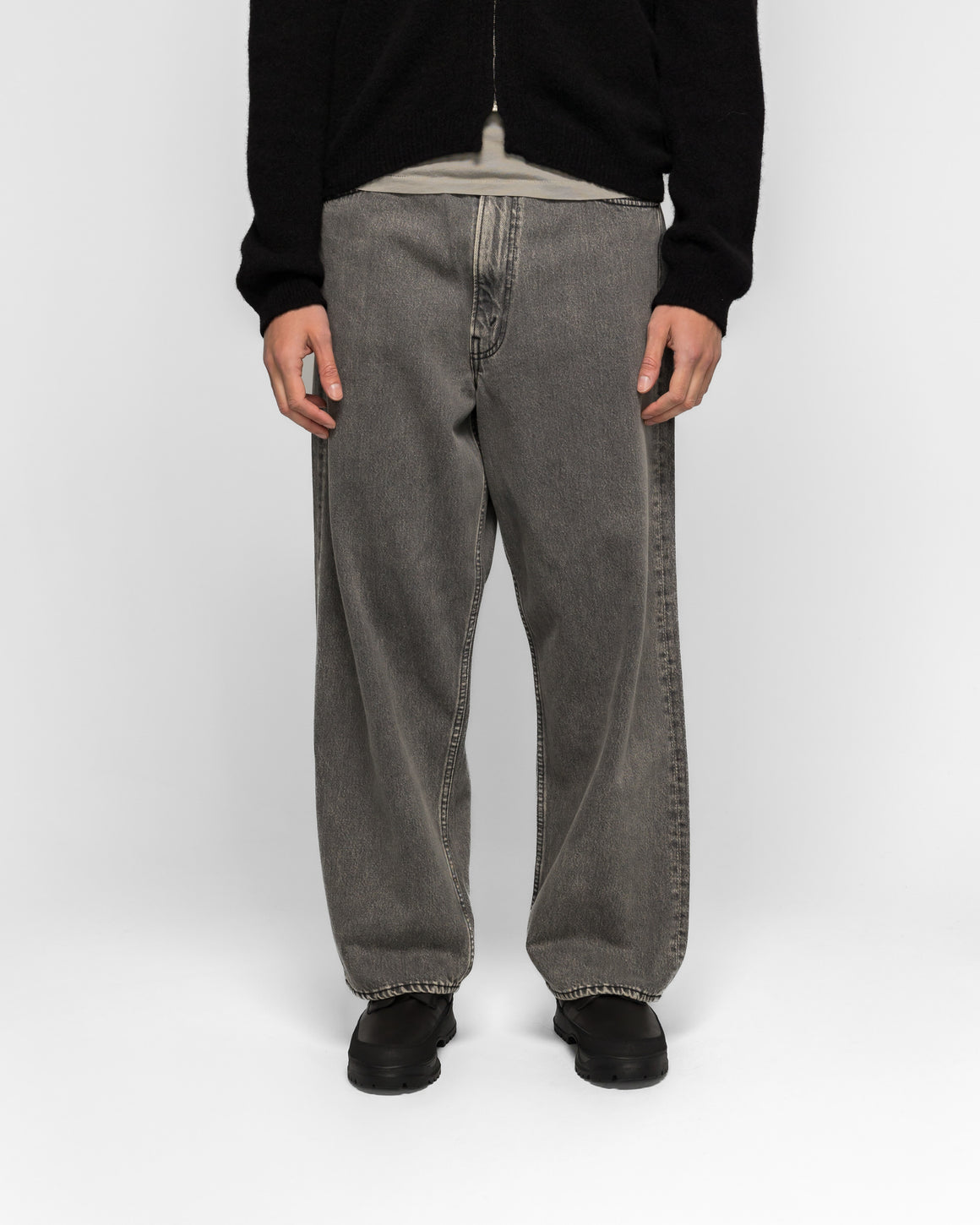 orSlow - Super Dad's Denim Pants - Bleached Black Denim - UP THERE